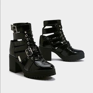 Nasty Gal Cut-Out of Luck Croc Block Heel Boots
